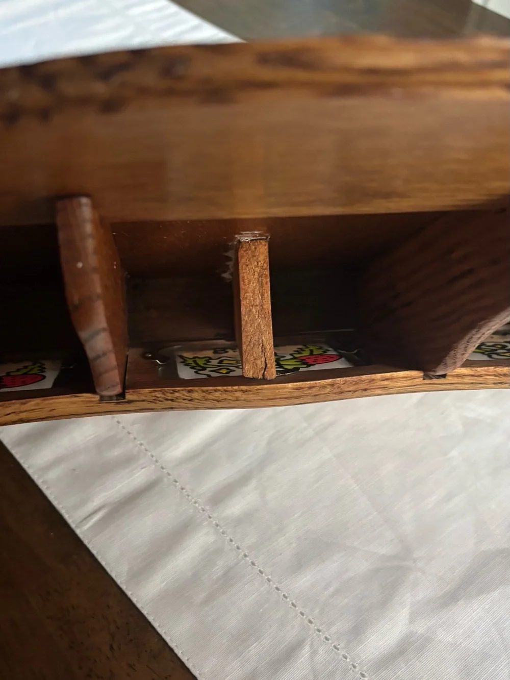 Vintage Wooden Wall Mail & Key Hanger with Strawberry Window Accents Cottagecore
